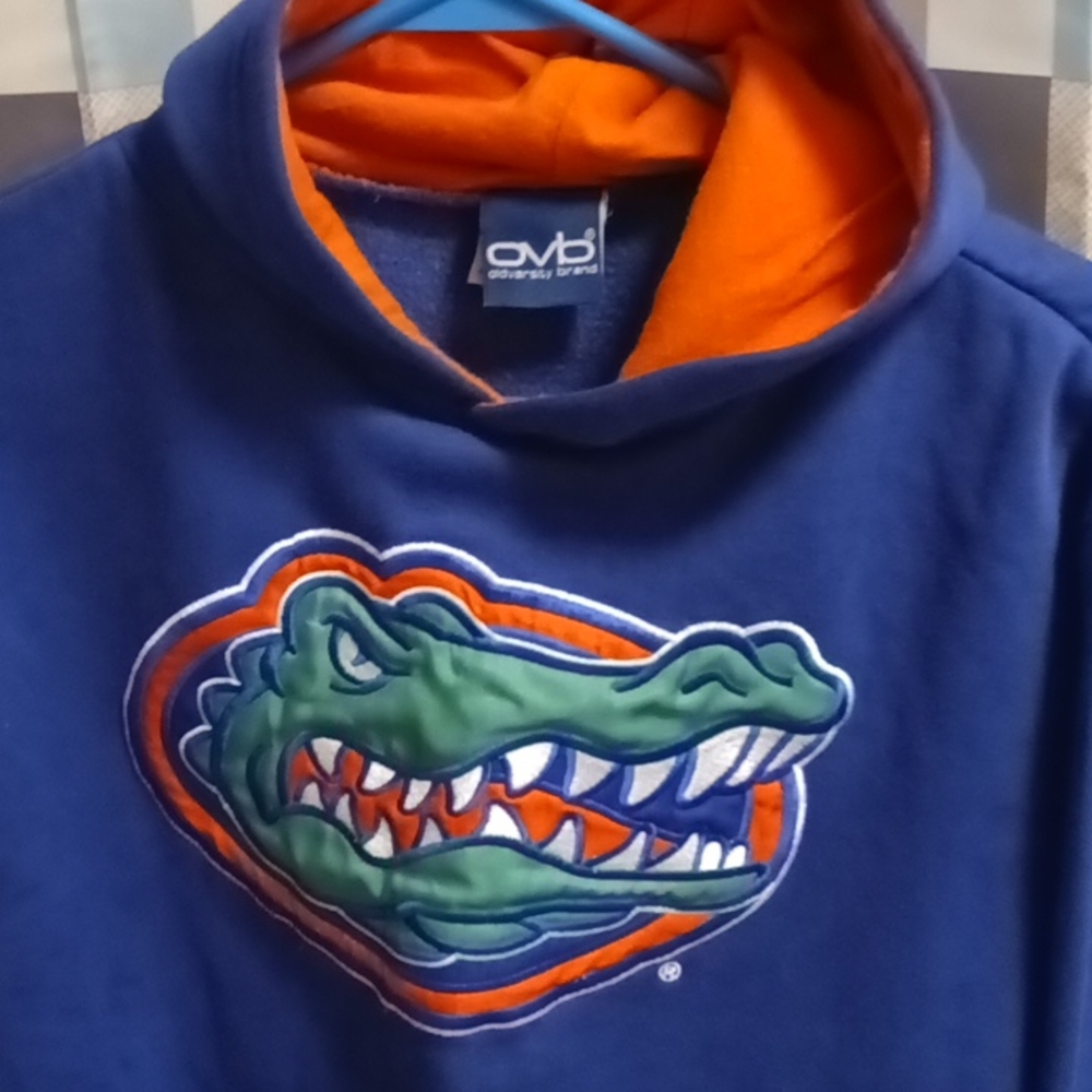 FINAL PRICE old varsity brand UF GATORS blue and orange hooded sweatshirt 8
